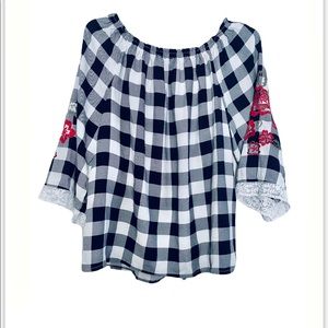 Abercrombie Girls Black Plaid Blouse size 9/10
